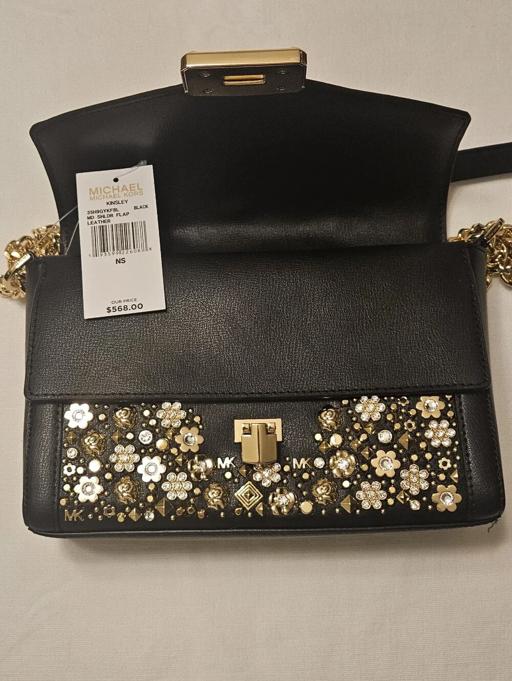 Michael Kors Black Embellished Shoulder Bag with Gold Hardware - Picture 3 of 6